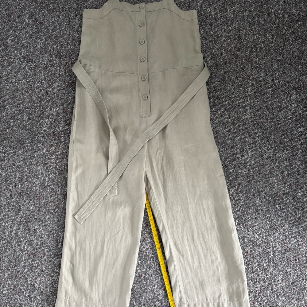 Everlane 100% Linen Long Sage Green Jumpsuit Womens Size 8